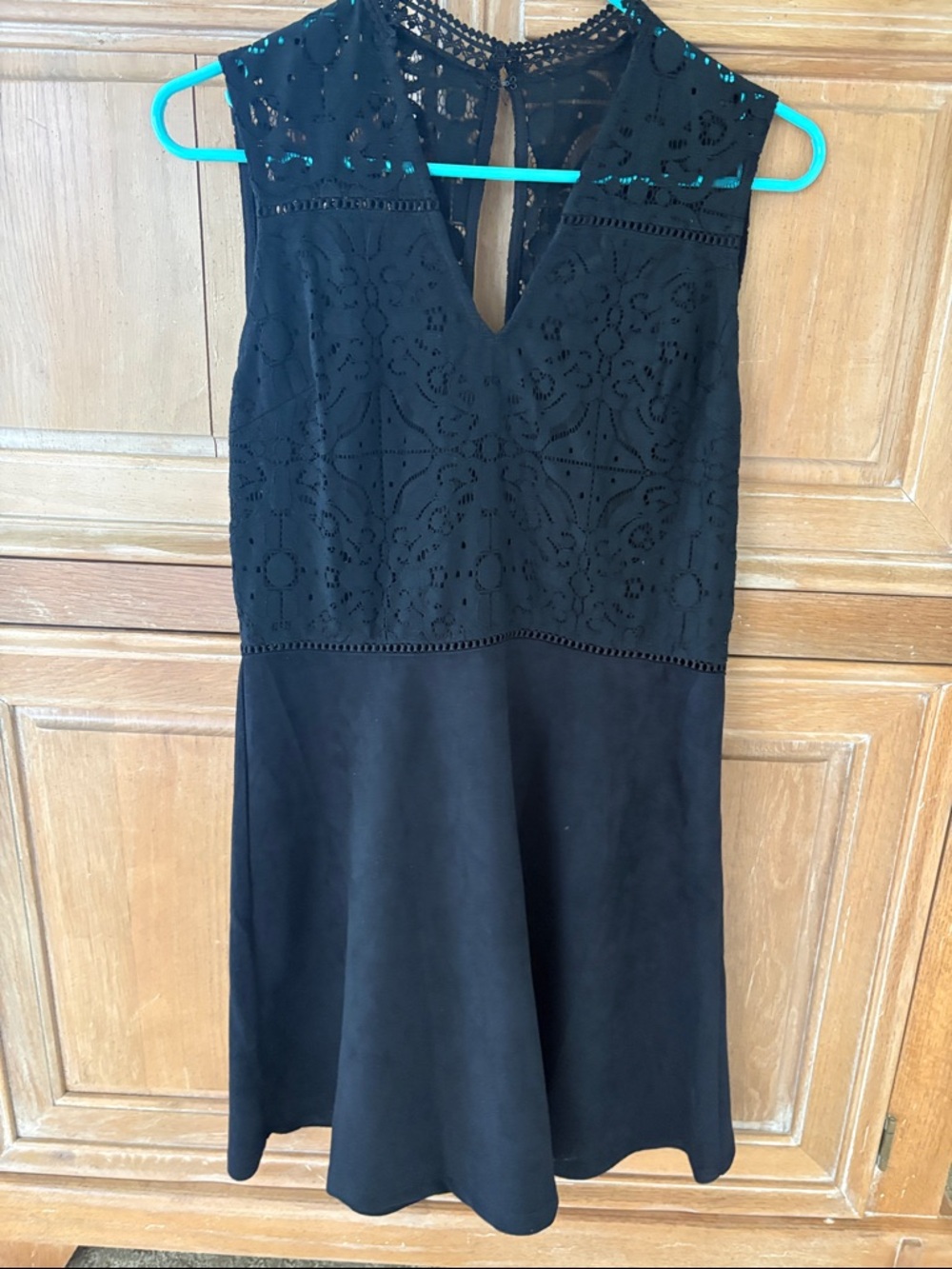 Elegant Black Lace-Top Women's Dress